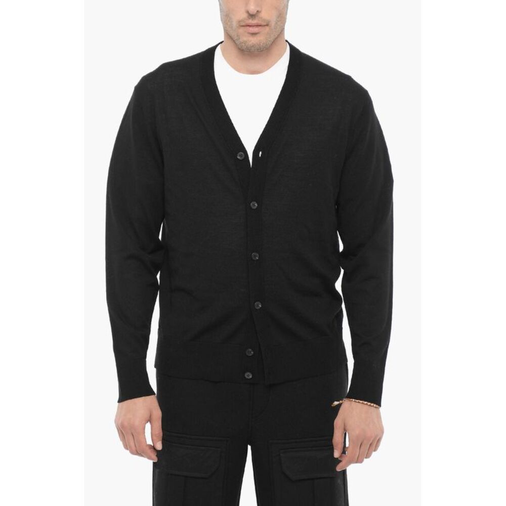 Wool Slim-Fit Cardigan with V-Neck